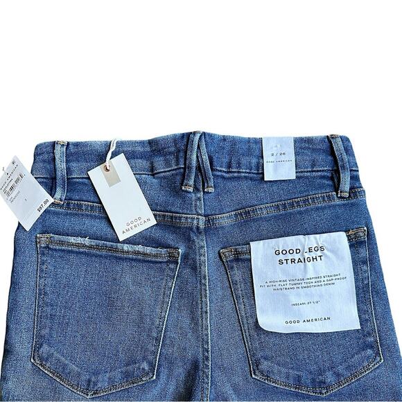 NWT Good American Good Legs Raw Hem Straight Jeans Size 2/26 Retail $97 - Picture 5 of 7